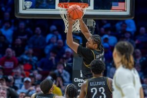 Kent State Senior Guard Morgan Safford grabbing a rebound (Photo from Kent State Photoshelter)